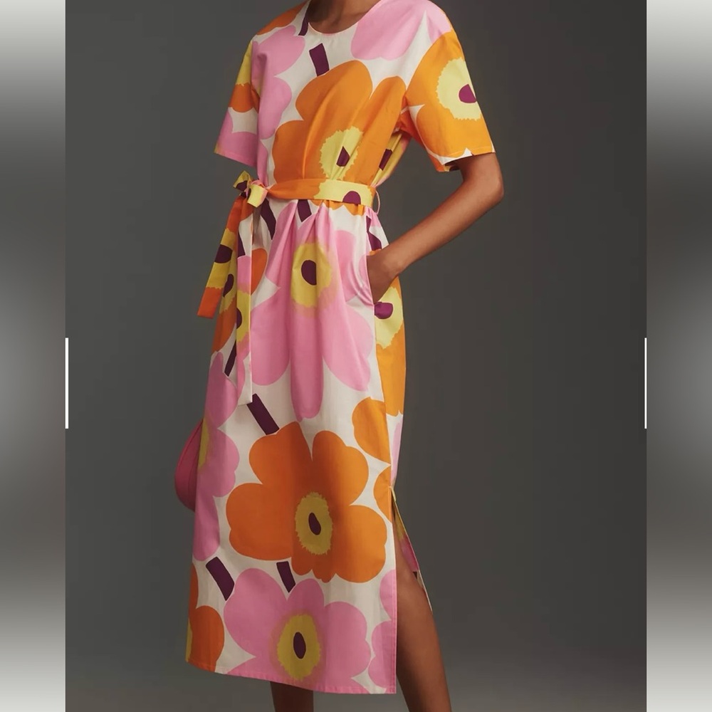 Floral Pink and Orange Dress